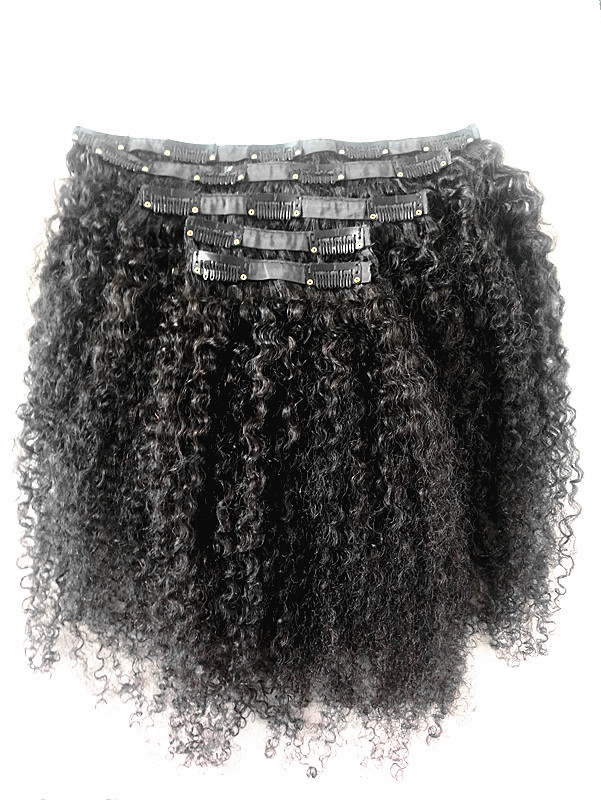Brésilien Vierge Humaine Remy Cheveux Crépus Bouclés Clip Dans La Trame De Cheveux Doux Doux Dessinés Extensions de Cheveux Non Transformés Natur