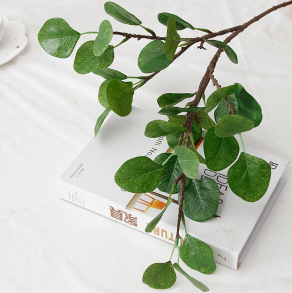 Green Artificial Leaves Large Eucalyptus Leaf Plants Silk Artificial Greenery For Weddings Decoration Fake Eucalyptus 60cm
