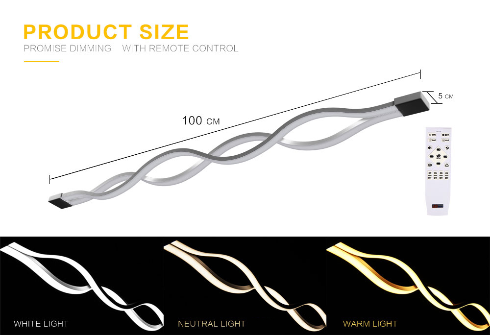 Modern Minimalist Led Wave Pendant Light Aluminum Hanging Lamp Acryl Chandelier Lighting 40W/80W for Dining Room Livingroom