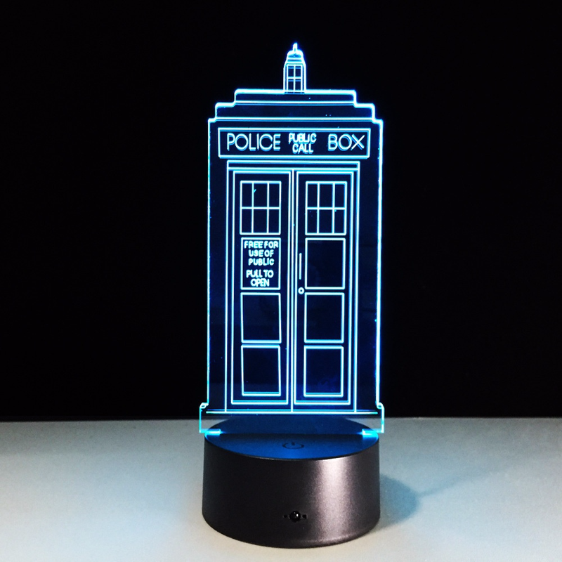 Doctor Who Police Pavilion Call Box 3D LED Table Lamp Touch Colorful 7 Color Change Acrylic Night Light Decorative Lamp