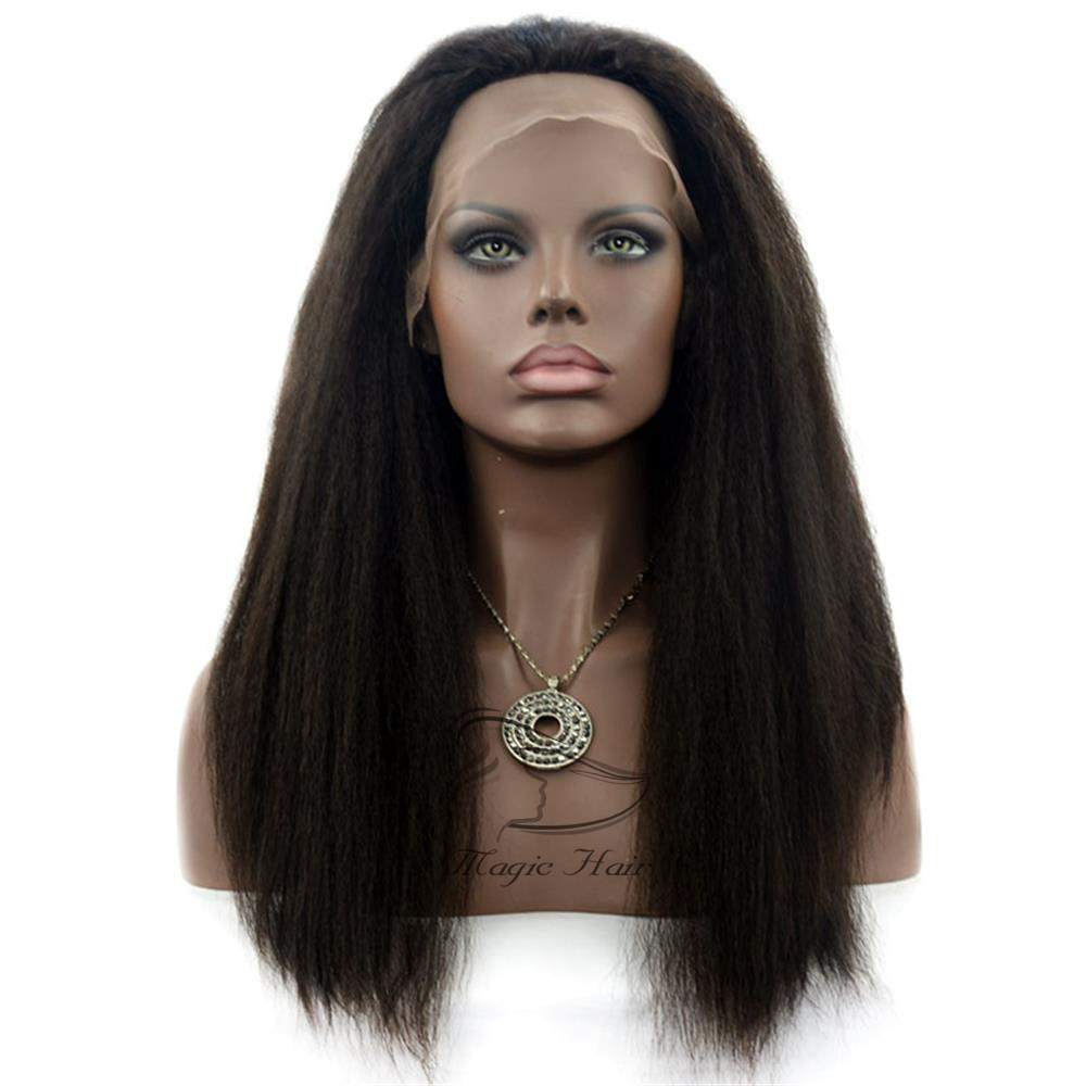 Full Lace Human Hair Wigs 8A Virgin Peruvian Hair kinky Straight Lace Front Wigs For Black Women Baby Hair Freeship