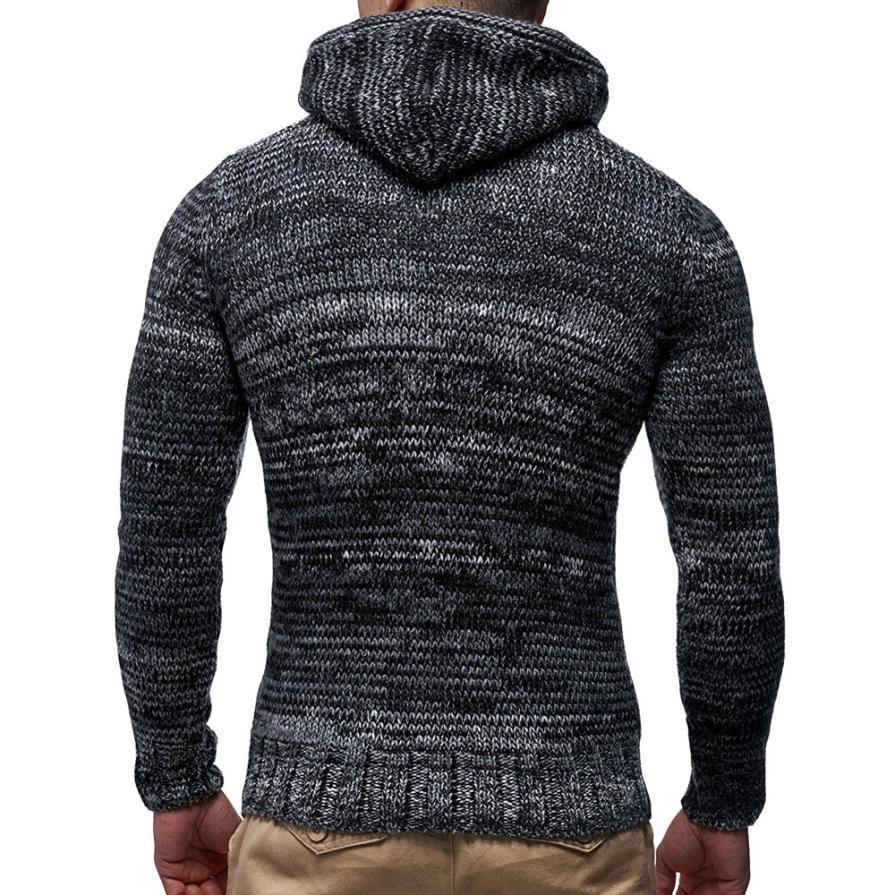 Men's Sweater Autumn Winter Pullover Knitted Cardigan Coat Hooded Sweater Jacket Outwear augu16 S917