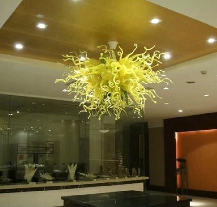 Modern Art Glass Chandelier Ceiling Lamp LED Pendant Lights Yellow and Green Glass Lampshade Loft Pendant Lamps Chandelier Lighting Fixtures