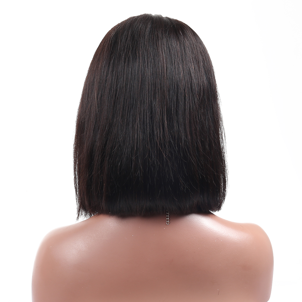 Whloesale Cheap lace front wigs natural color silky straight full lace human hair wigs short human hair wig free shopping