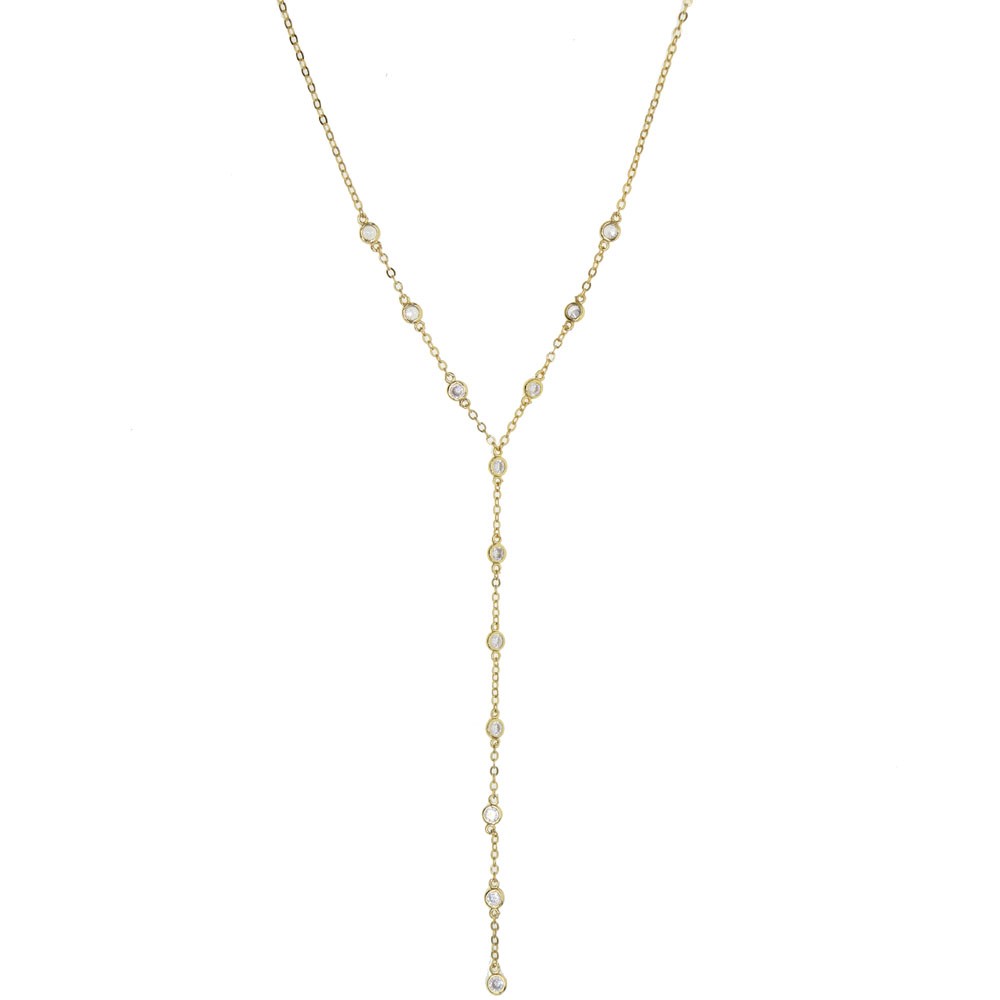Gold plated high quality cz station Y lariat necklace summer sexy women gift european women long chain gorgeous fashion jewelry
