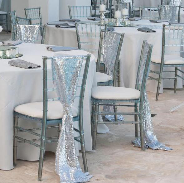 Silver Sequined Wedding Chair Sashes Size 50*200 cm Custom Made Wedding Party Decor Dazzling Chair Bows Chair Covers Free Shipping Customize