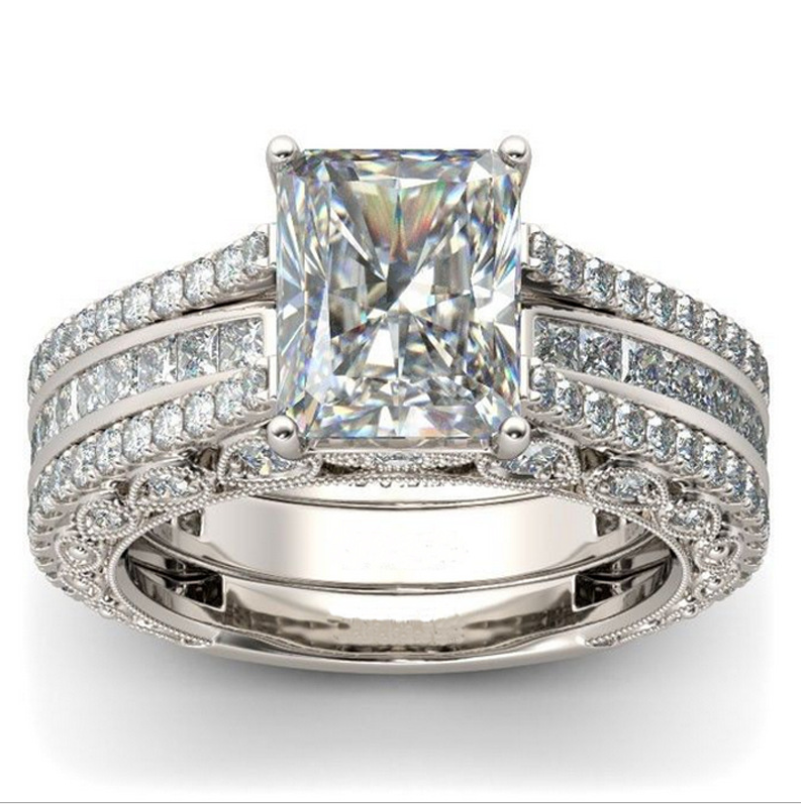 Vintage Jewelry Wedding Rings 925 Sterling Silver Princess Cut White Topaz CZ Diamond Gemstones Eternity Women Engagement Bridal Ring Set For Lover Gift
Vintage Jewelry Wedding Rings 925 Sterling Silver Princess Cut White Topaz CZ Diamond Gemstones Eternity Women Engagement Bridal Ring Set For Lover Gift