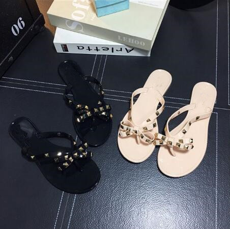 2018 Woman Summer Sandals Rivets big bowknot Flip Flops Beach Sandalias Femininas Flat Jelly Sandals, Black
2018 Woman Summer Sandals Rivets big bowknot Flip Flops Beach Sandalias Femininas Flat Jelly Sandals, Black