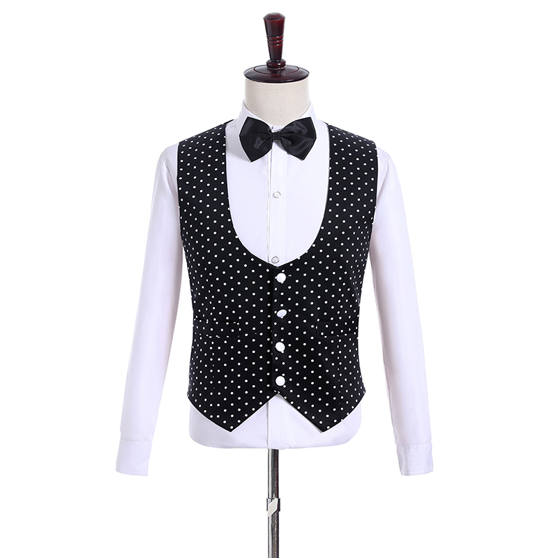 Excellent Black white point Groom Tuxedos One Button Side Vent Groomsmen Blazer High Quality Men Business Prom Suit(Jacket+Pants+Tie+Vest)