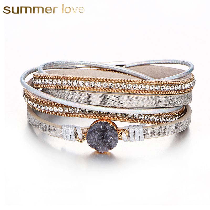 New Arrival Multilayer Magnetic Buckle Leather Bracelet for Women Men Fashion Crystal Resin Bracelets Trendy Jewelry Gift 2019
New Arrival Multilayer Magnetic Buckle Leather Bracelet for Women Men Fashion Crystal Resin Bracelets Trendy Jewelry Gift 2019