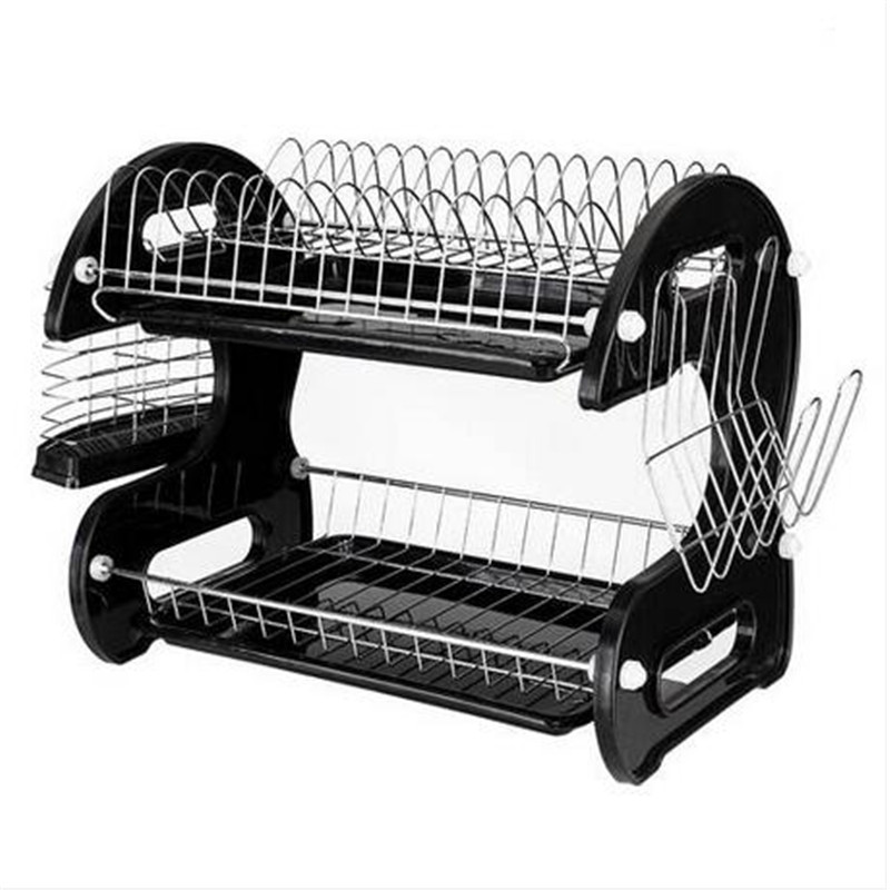 Free shipping Multifunctional Dual Layers Bowls & Dishes & Chopsticks & Spoons Collection Shelf Dish Drainer Black