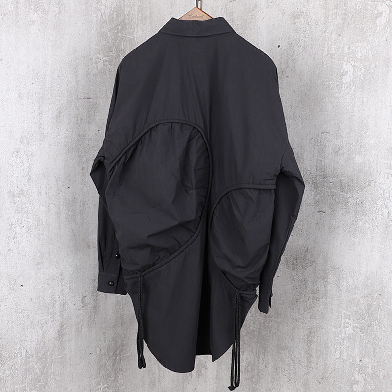 Original of men' long shirt with dark black shoulders version of cool black long shirt three-dimensional rope design. -6XL 
Original of men' long shirt with dark black shoulders version of cool black long shirt three-dimensional rope design. -6XL