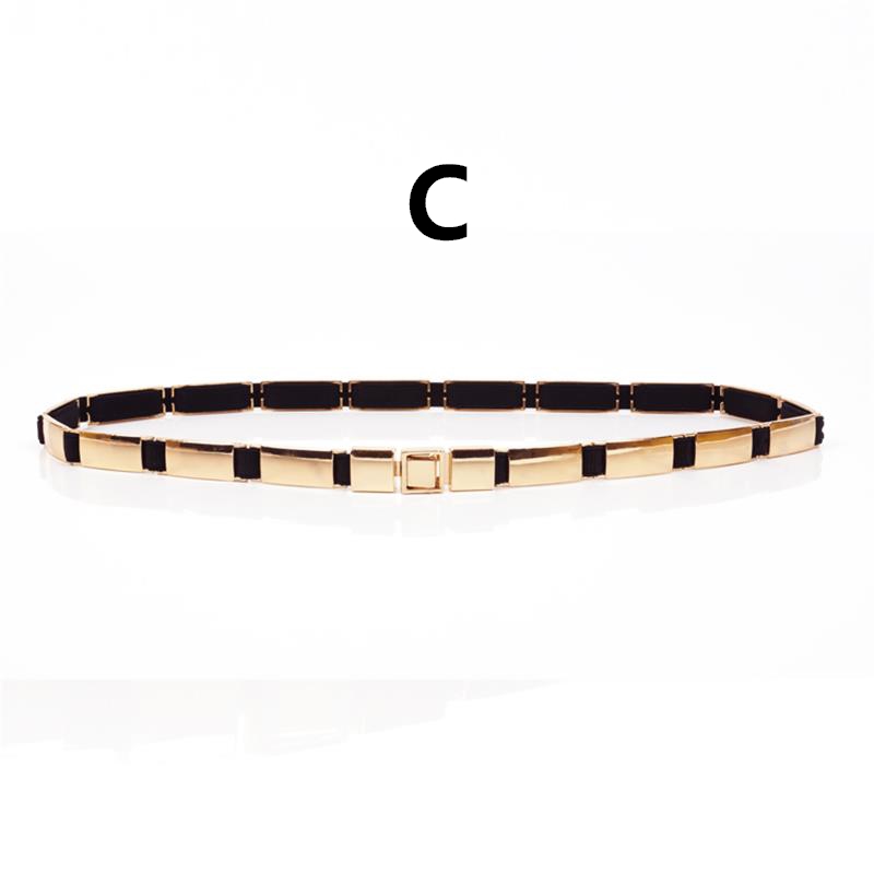 2018 New Arrival Metal Designer Belts Gold Elastic Formal Women Waist Belt With Different Geometry Designs