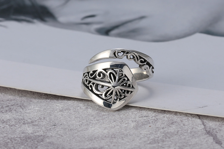 2019 new 925 sterling silver fine jewelry vintage American hand-made designer cross men's rings antique silver adjustable open rings