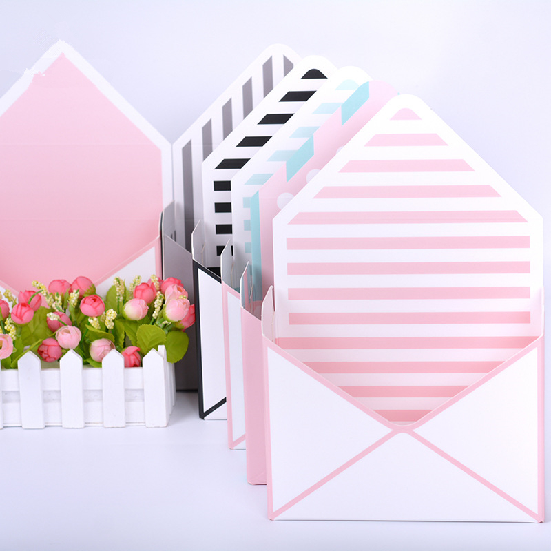 Creative Paperboard Envelope Folding Flower Box Flowers Wrapping Gift Box Flower Packaging Home Decoration 4PCS 20X7X14.5CM