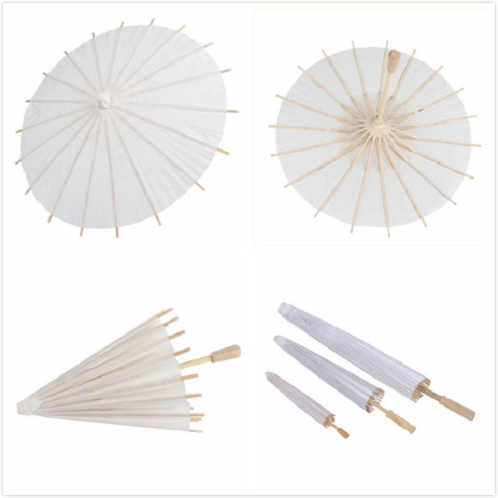 

60pcs bridal wedding parasols White paper umbrellas Chinese mini craft umbrella 4 Diameter:20,30,40,60cm wedding umbrellas for wholesale