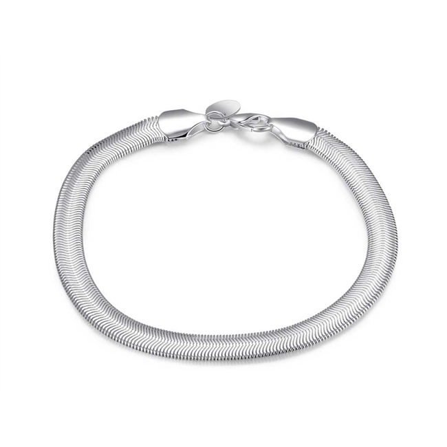 Flat soft bone Bracelet - male sterling silver plated bracelet ; Brand new men and women 925 silver bracelet SPB164