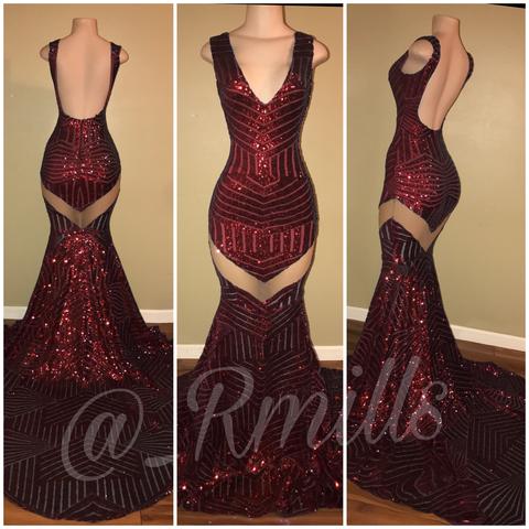 Burgundy Sequined Prom Party Dresses Mermaid V Neck Sexy Open Back Occasion Evening Gowns Custom Made, Same as picture
Burgundy Sequined Prom Party Dresses Mermaid V Neck Sexy Open Back Occasion Evening Gowns Custom Made, Same as picture
