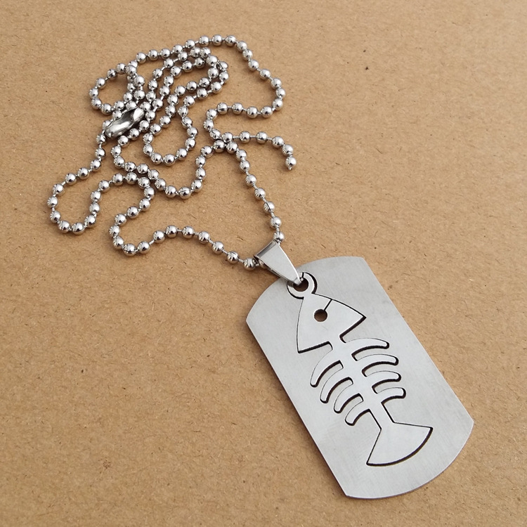 1pcs stainless steel double layer fish bone charm pendant necklace detachable fish bone necklace sea bottom animal bone necklace jewelry