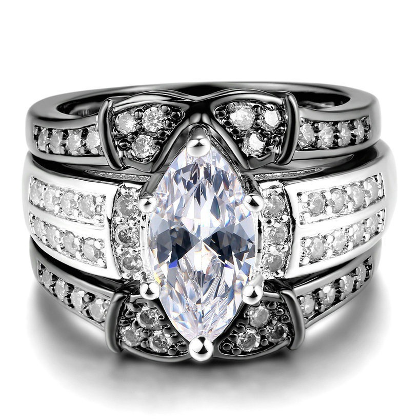 WholeWomen 18K Gold Plated Diamond irregular diamond eye shaped ladder zircon ring Wedding Ring Set for Women rings Jewelry F59881