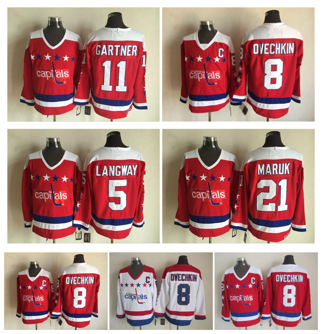 Retro Washington Capitals Hockey Jersey 8 Alex Ovechkin 5 Rod Langway 21 Dennis Maruk 11 Mike Gartner Red White CCM Authentic Jerseys, As pic
Retro Washington Capitals Hockey Jersey 8 Alex Ovechkin 5 Rod Langway 21 Dennis Maruk 11 Mike Gartner Red White CCM Authentic Jerseys, As pic
