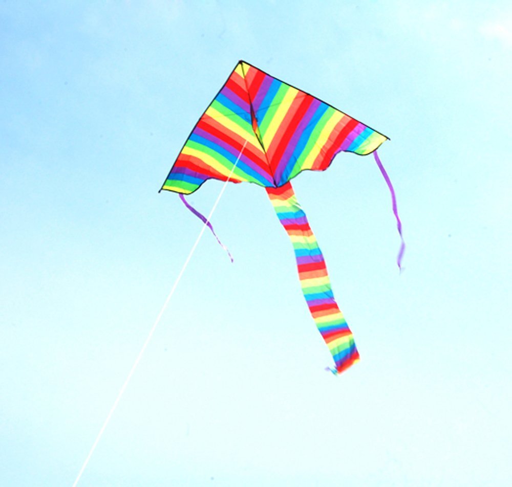 Rainbow Kite Triangle Kite Outdoor Fun Sports Easy Flyer Kite for Beginners