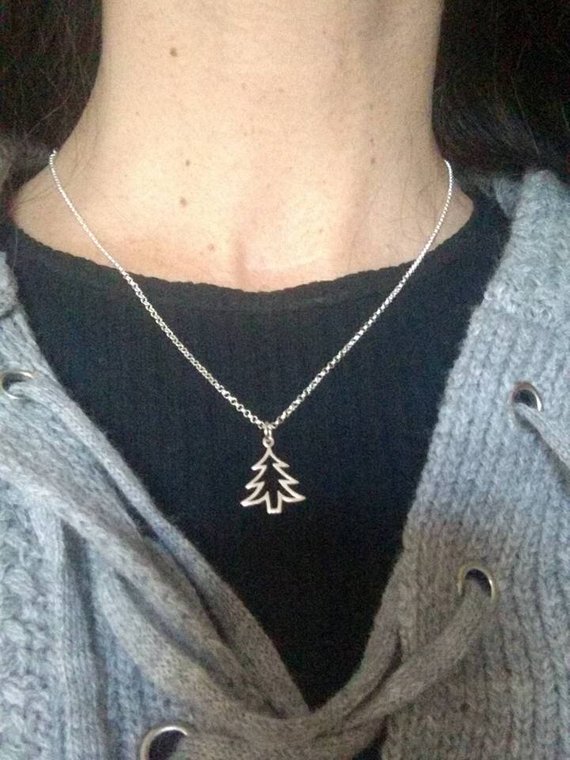 30PCS Simple Christmas Tree Necklace Tiny Pine Tree Necklace Life Family Acorn Oak Tree Leaf Necklaces Cute Island Plant Gifts