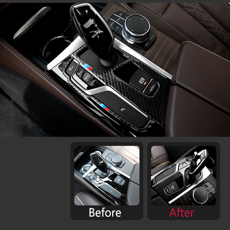 For BMW G30 5 Series Car Styling Carbon Fiber Car Control Gear Shift Panel decorative strip Stickers Cover trim Auto Accessories