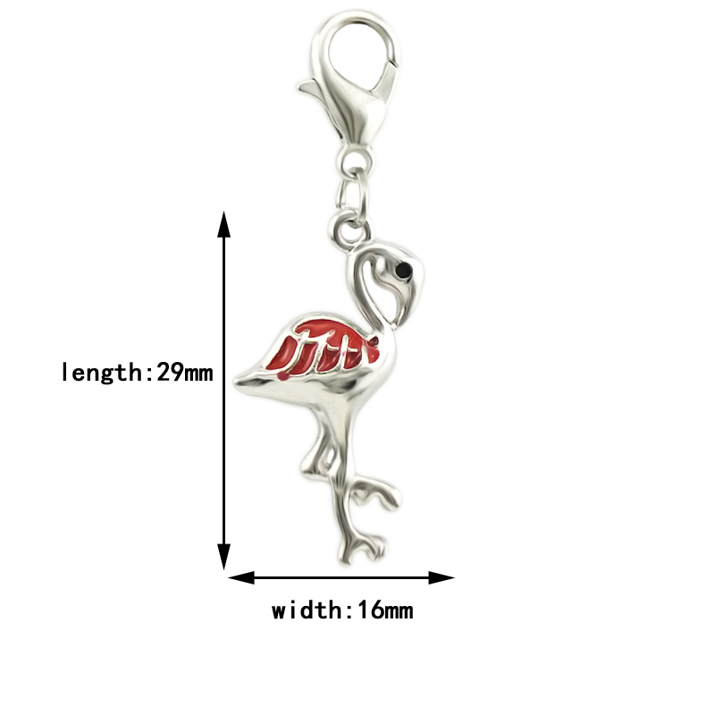 Hot Sell Fashion Floating Charm Alloy Lobster Clasp Rhinestone Mix Flamingo Charms Pendants Jewelry Accessories