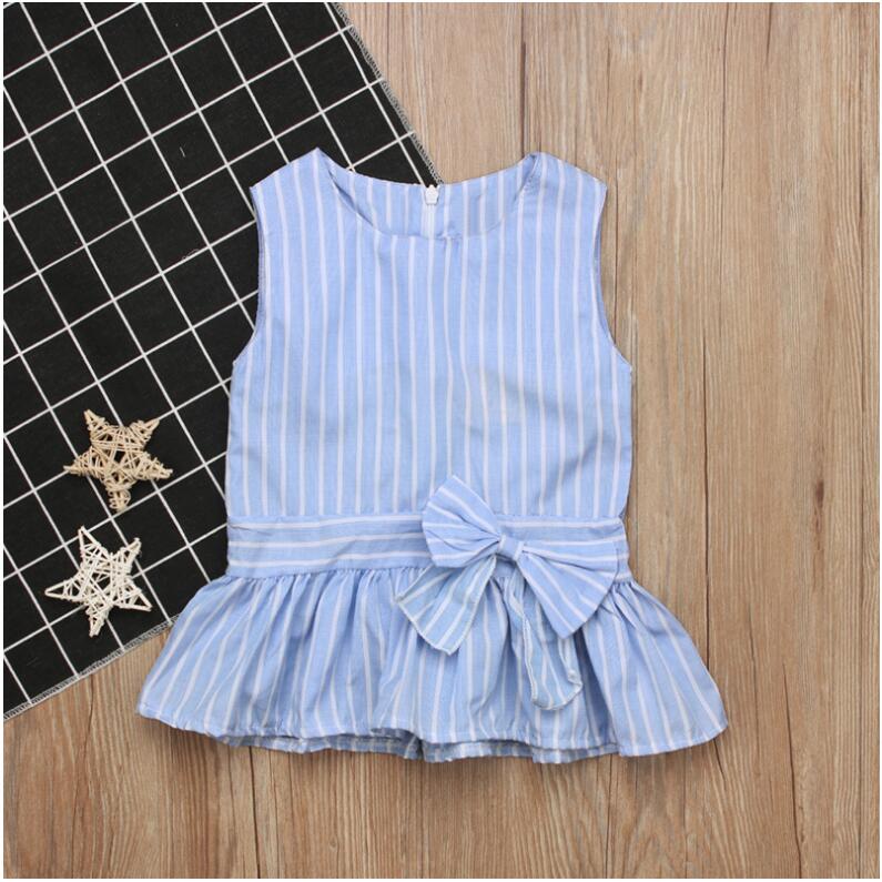 Girl Summer Sleeveless Vertical Striped Butterfly Bow Dress Baby Polyester Light Blue Skirt Baby Clothing Clothes CN G030, As picture
Girl Summer Sleeveless Vertical Striped Butterfly Bow Dress Baby Polyester Light Blue Skirt Baby Clothing Clothes CN G030, As picture