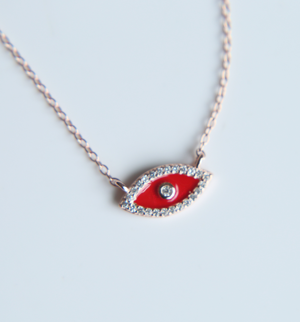 Turkish evil eye necklace 5 colors 100% 925 sterling silver jewelry lovely eye charm lucky girl gift fine silver chain collar jewelry