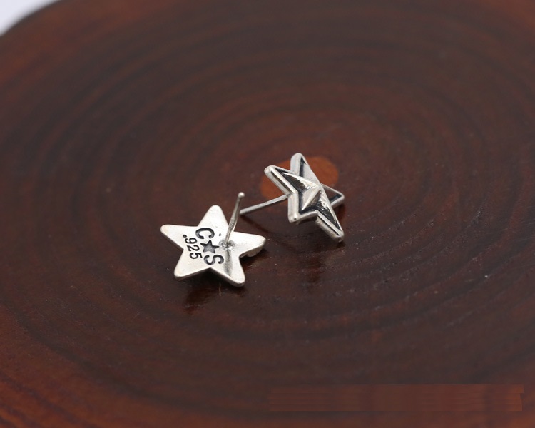 Brand new 925 sterling silver vintage jewelry American European antique silver hand-made designer stars stud earrings for women & men