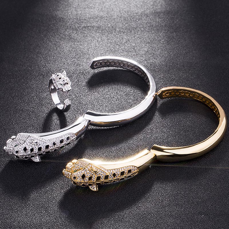 Bangle Theresa Statement Men Bangles Tiger Animal &Ring Jewelry Cubic Zircon Anel Anniversary Jewelry1