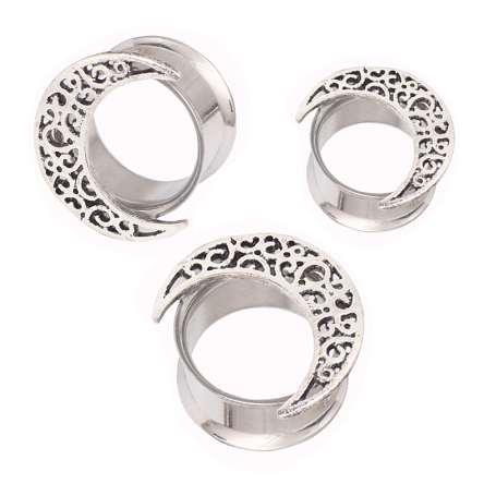 Ear Expanders Stainless Steel Moon Ear Plug Body Piercing Jewelry 1 Pair Popular Ear Tunnel costume jewelry