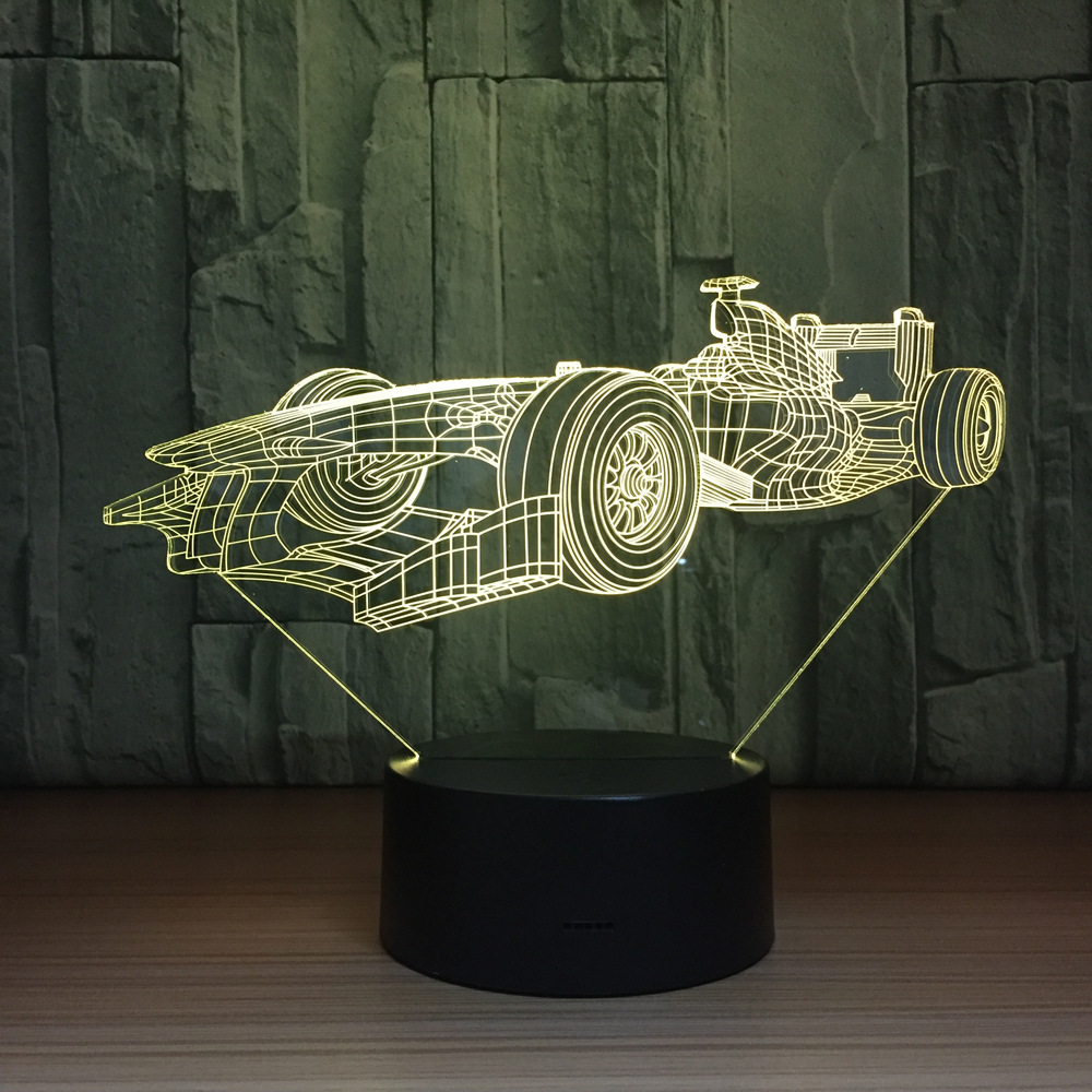 New 3d Lights F1 Racing Colorful Touch Lamp Acrylic Led Touch Led Usb Luminaria Led Night Light Room Lamp