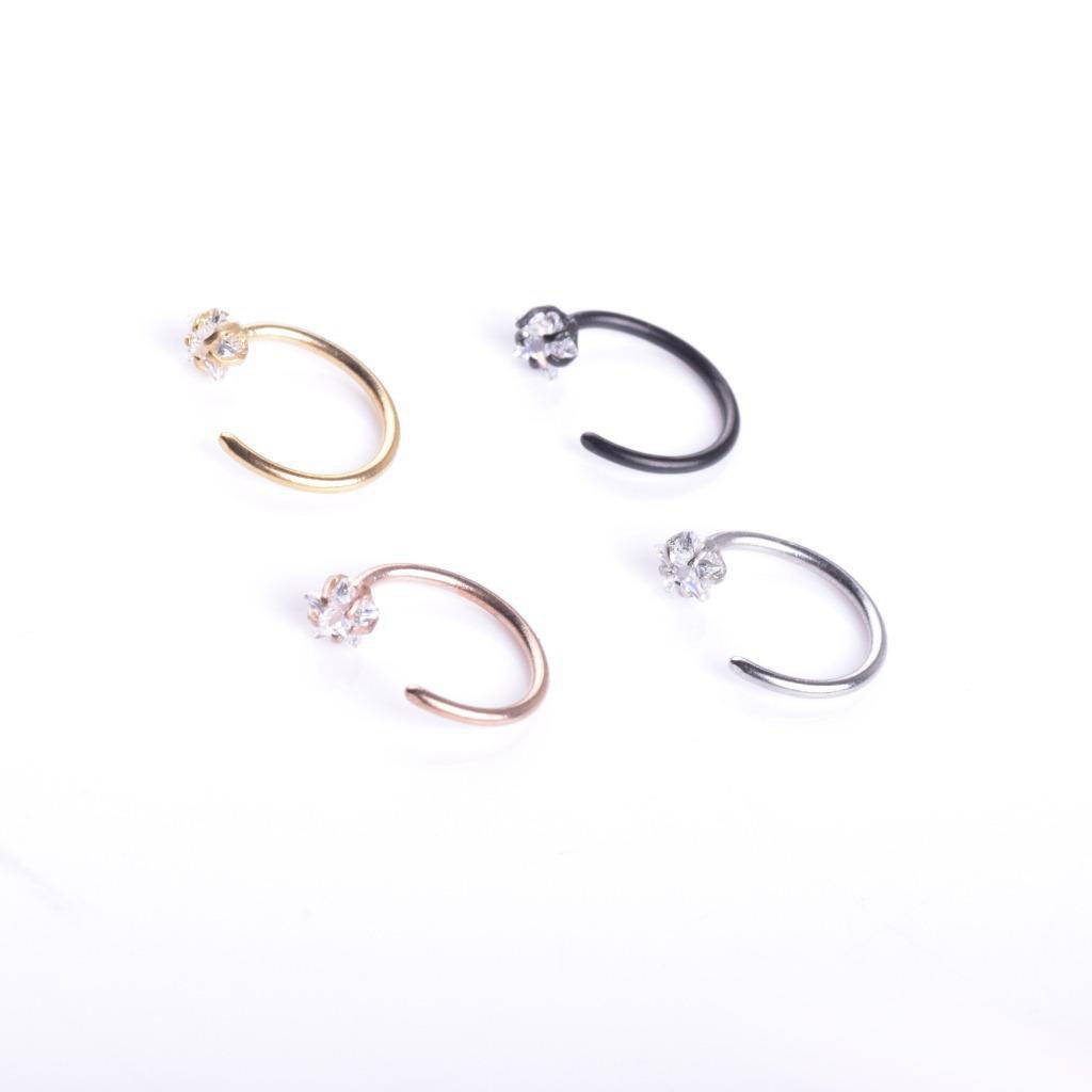 New Star Zircon Nose Hoop Rings Ear Cartilage Tragus Body Jewelry For Women Men Anti-allergy C Neck