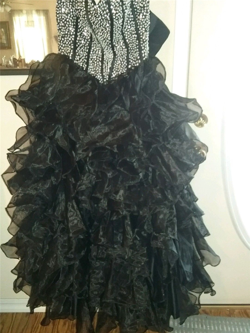 2019 New Stunning Puffy Ball Gown Black Quinceanera Dresses Crystals For 15 Years Sweet 16 Plus Size Pageant Prom Party Gown QC1072