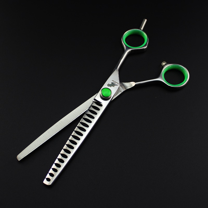 professional freelander 7.0 inch pet hair cutting/thinning scissors Fishbone scissors Black/Silver/Green with case