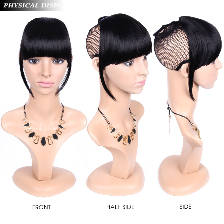6 inches Short Front Neat bangs Clip in bang fringe Hair extensions straight Synthetic 100 Real Natural hairpiece