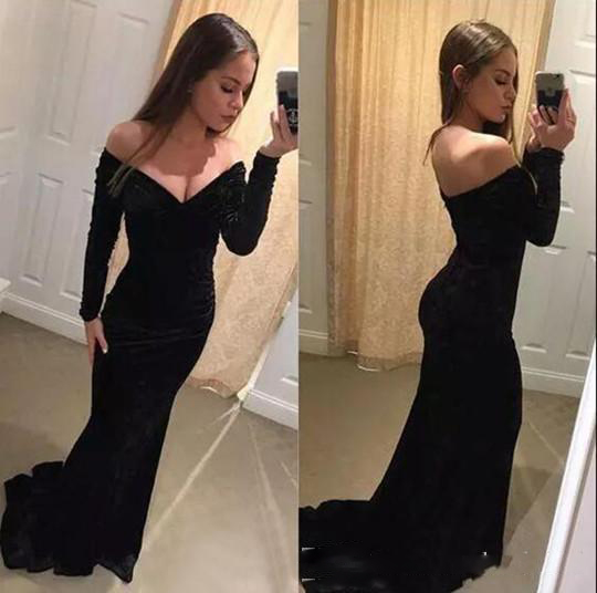 Sexy Deep V-Neck Formal Dresses Evening Wear Off Shoulder Long Sleeve Black Velvet 2018 Prom Dress Simple Mermaid Night Party Gowns, Hunter green
Sexy Deep V-Neck Formal Dresses Evening Wear Off Shoulder Long Sleeve Black Velvet 2018 Prom Dress Simple Mermaid Night Party Gowns, Hunter green