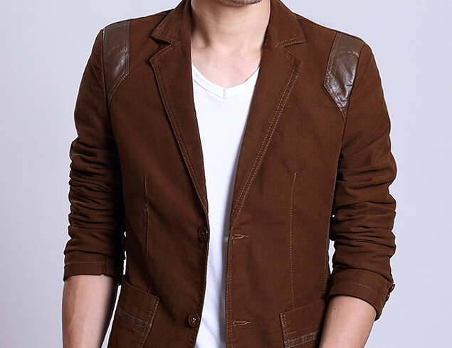 Wholesale-new winter men's leather stitching plus thick velvet suit leisure retro plus size S-6XL blazers free shipping H1935