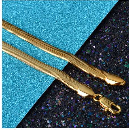 HIP Hop 20 Inches 6MM Flat Snake Chain Stainless Steel Gold Chain Necklaces for Men Women Jewelry