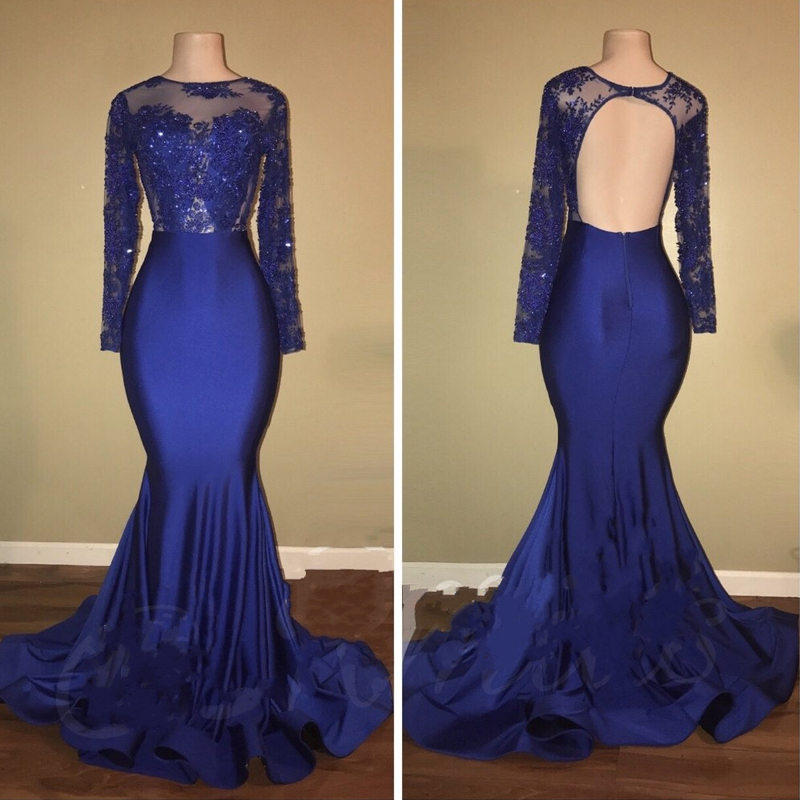 Royal Blue Backless Mermaid Prom Dresses Sheer Neck Appliques Beaded Satin Open Back Evening Dresses Custom Made Party Dresses, Hunter green
Royal Blue Backless Mermaid Prom Dresses Sheer Neck Appliques Beaded Satin Open Back Evening Dresses Custom Made Party Dresses, Hunter green