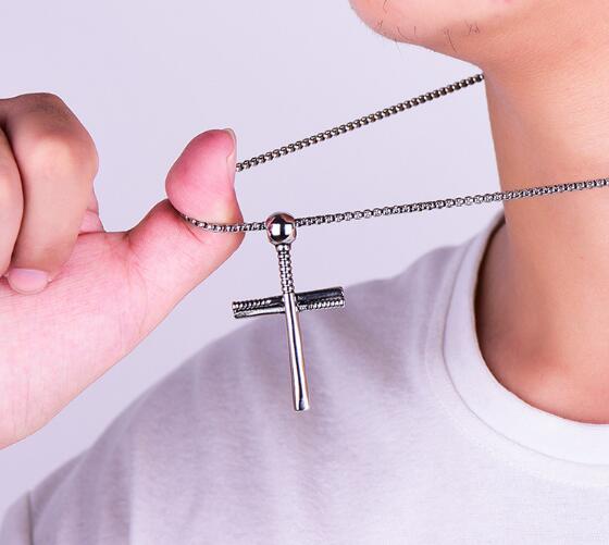 new Fashion new baseball necklace Europe and the United States personality stainless steel cross pendant titanium steel men's hanging decora