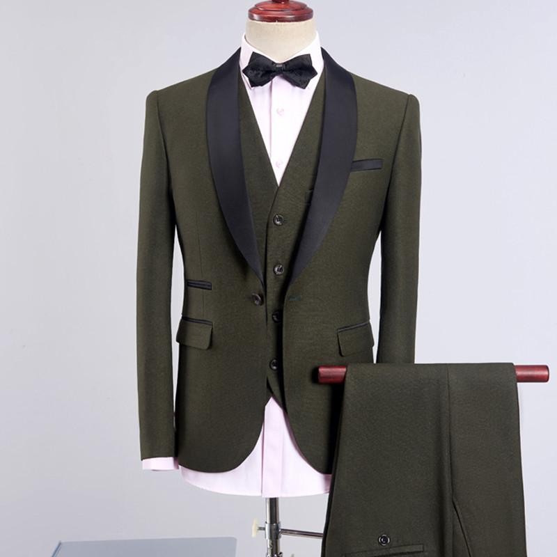 Custom Made Popular Groom Tuxedos Excellent Men Wedding Tuxedos High Quality Men Formal Business Prom Party Suit(Jacket+Pants+Tie+Vest) 1736