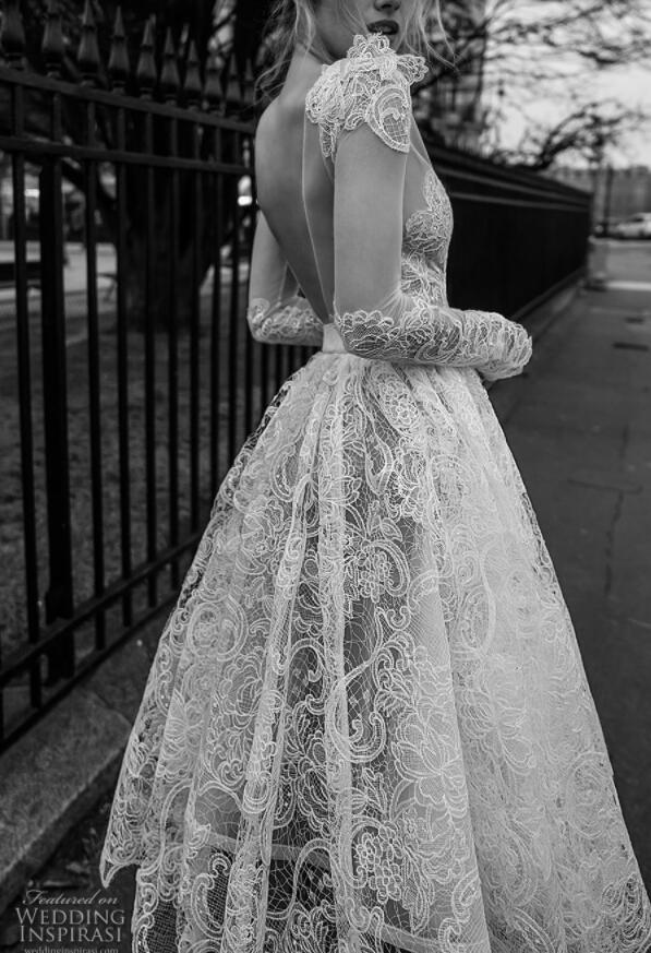 2019 Inbal Dror Short Wedding Dresses A Line Deep V Neck Illusion Sexy Backless Bohemian Bridal Gowns Appliques Lace Wedding Dress Plus