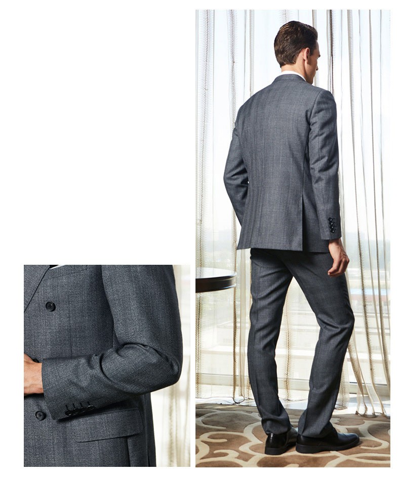 Classic Grey Mens Suits Slim Fit Groomsmen Wedding Tuxedos Two Pieces Groom Suit Double Breasted Formal Blazers With Jacket And pants