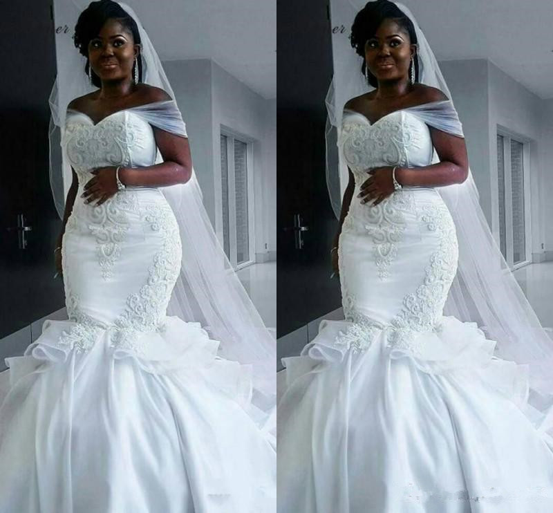 2020 New Cheap South African Plus Size Mermaid Wedding Dresses Off Shoulder Lace Appliques Beaded Arabic Sweep Train Formal Bridal Gowns, Ivory
2020 New Cheap South African Plus Size Mermaid Wedding Dresses Off Shoulder Lace Appliques Beaded Arabic Sweep Train Formal Bridal Gowns, Ivory