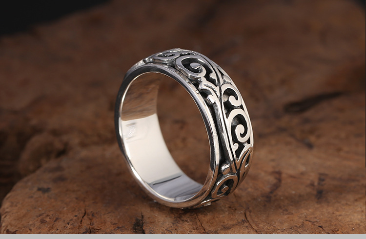Brand new 925 sterling silver American Europe vintage jewelry scroll and paved vine design rotational hand-made rings for men and women
