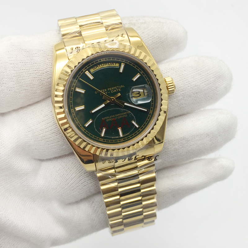 2019 Hot Sale Mens Watch 36mm Day date President 18k gold Stainless Steel green face Sapphire Glass automatic movement date mens watch
2019 Hot Sale Mens Watch 36mm Day date President 18k gold Stainless Steel green face Sapphire Glass automatic movement date mens watch
